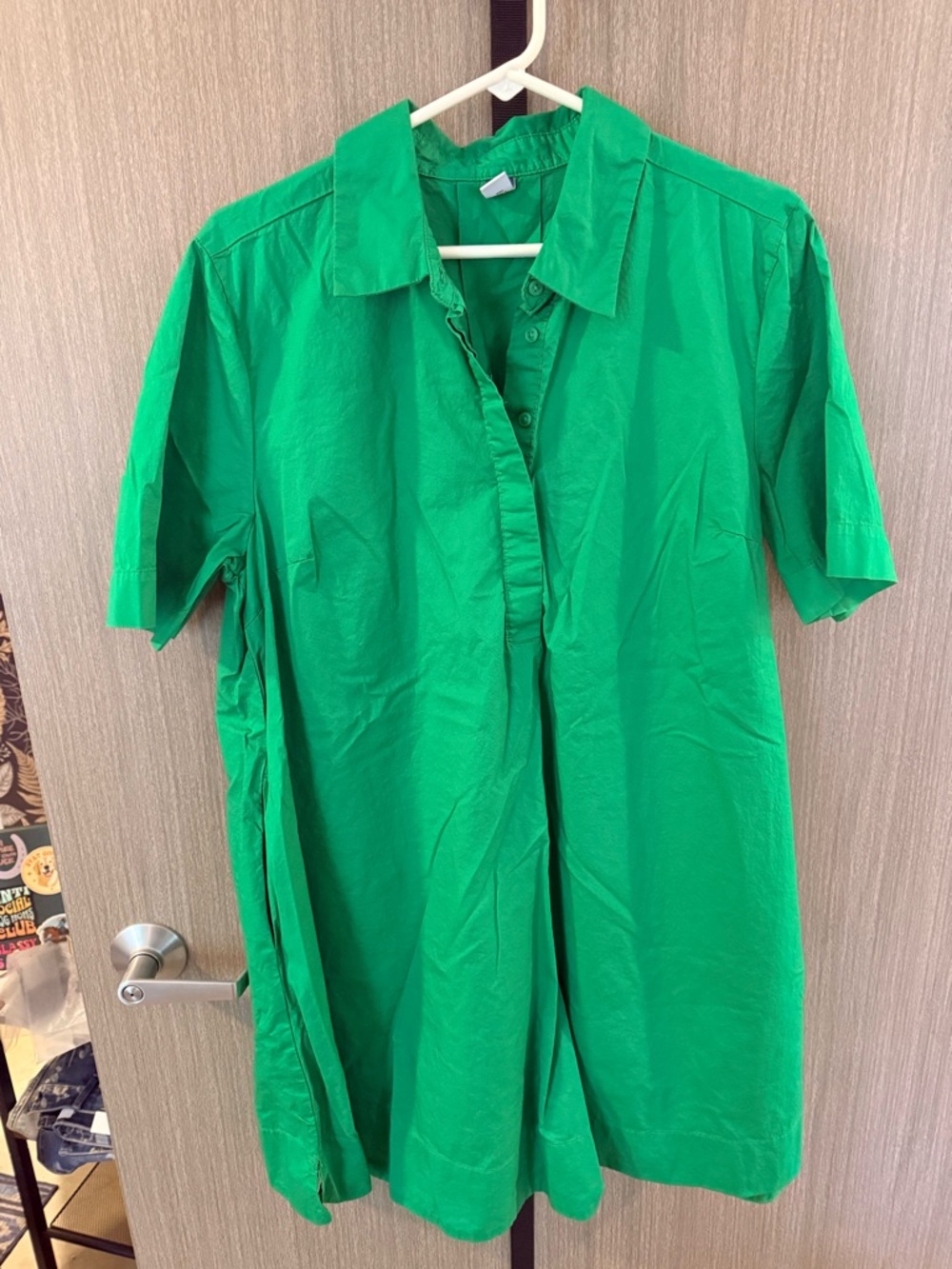 Old Navy Green Short-Sleeve Mini Shirt Dress